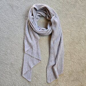 NWOT Halogen Cashmere Ribbed Scarf With Angled Ends Tan Oatmeal